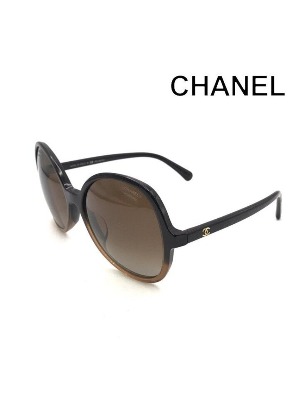 Chanel CC Logo Sunglasses Eyewear Round Brown Gradient Frame